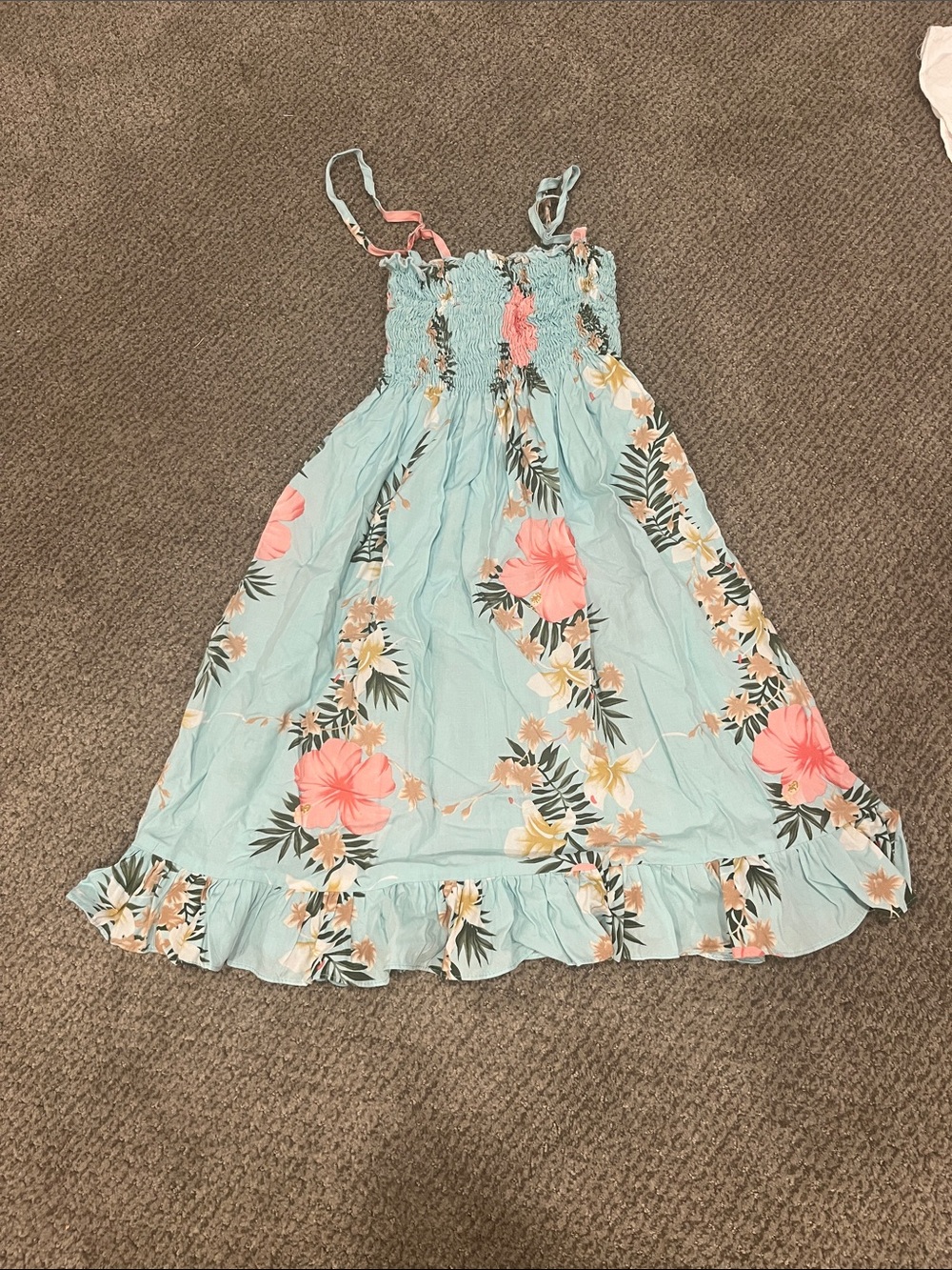 Girls' Light Blue Floral Hawaiian Sundress